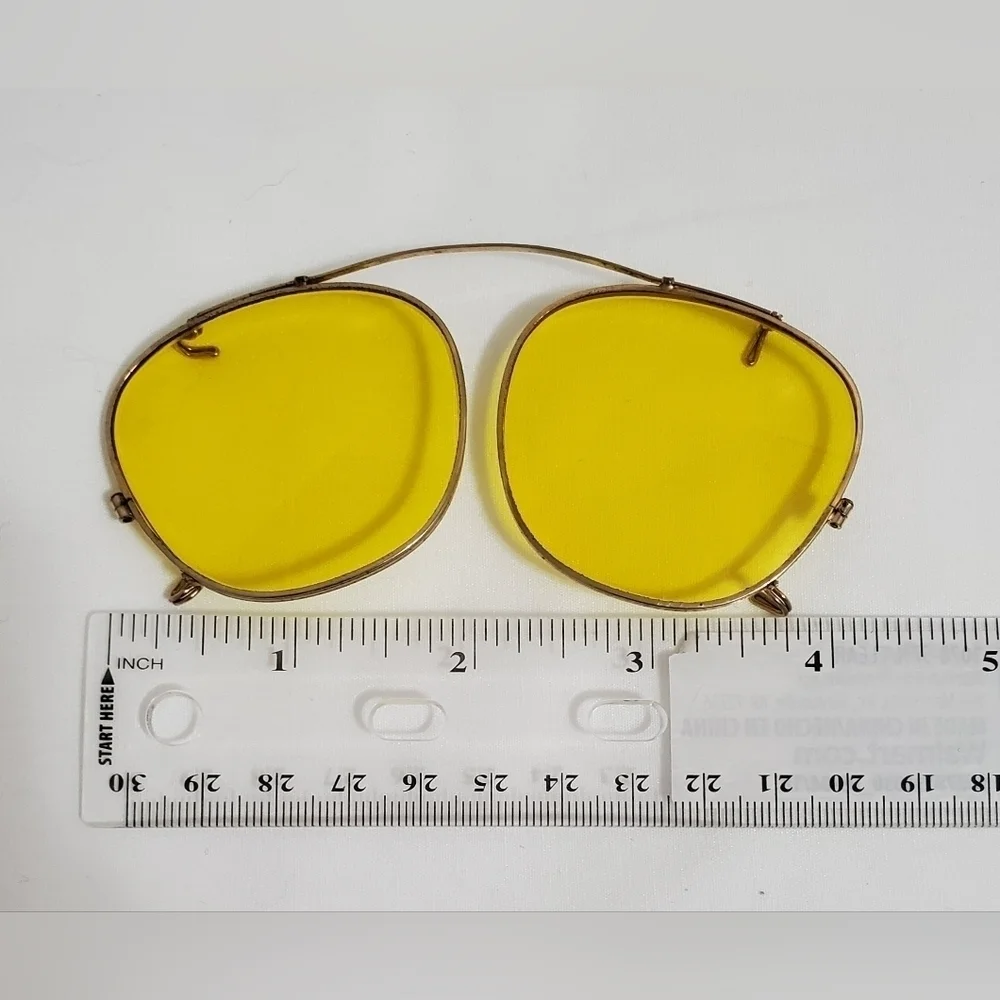 Vintage 1970's Bausch & Lomb Ray Ban Yellow Lenses Clip On Sunglasses